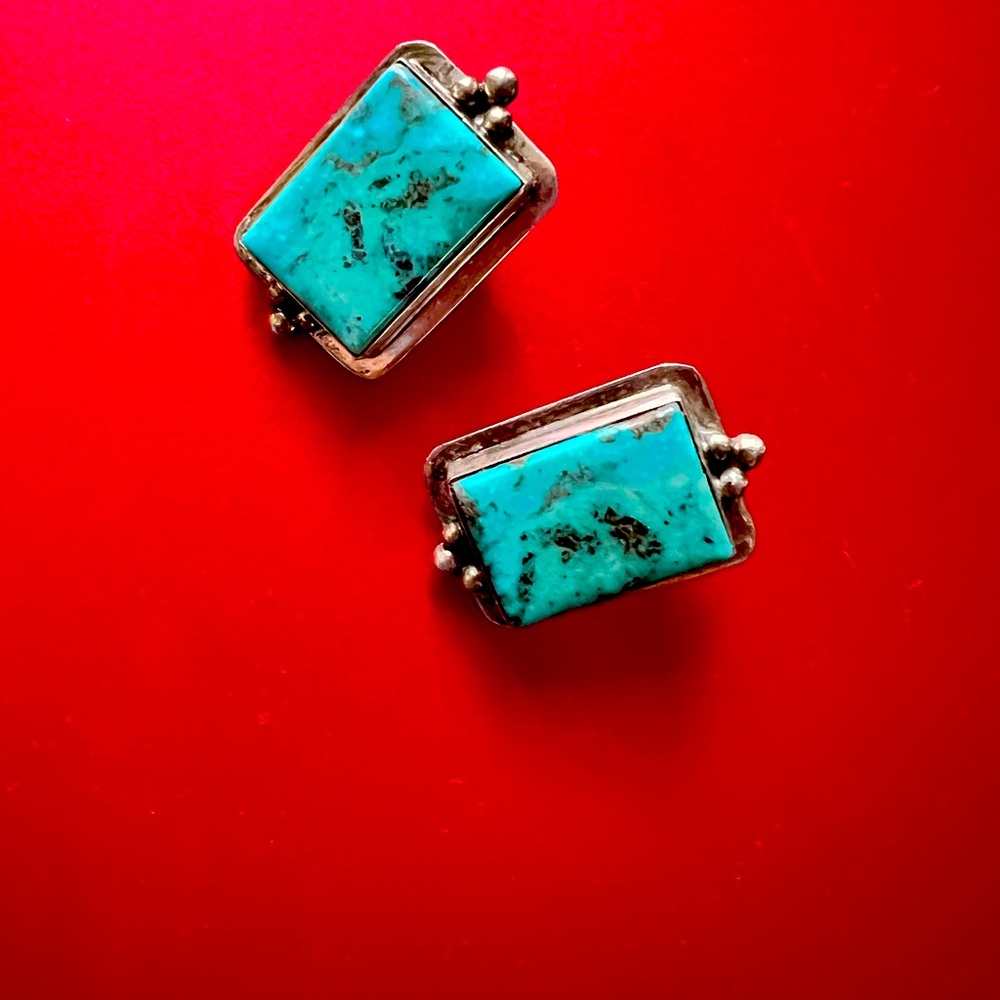 Silver Vintage Turquoise Earrings